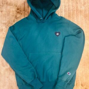 Champion Teal Heart Logo Hoodie